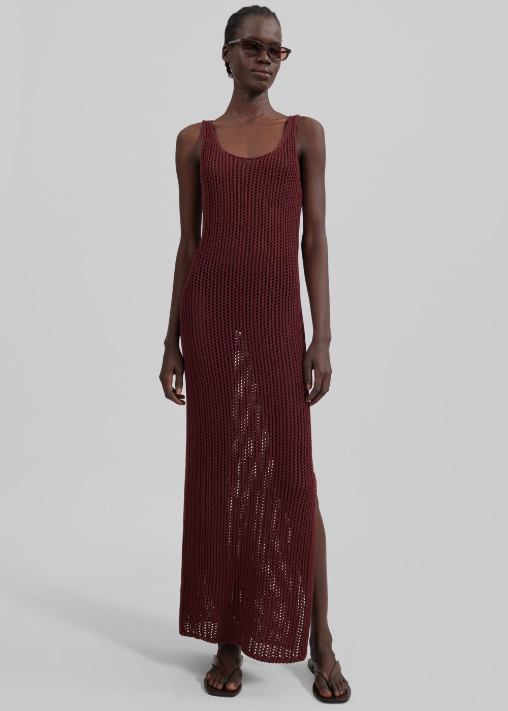 Adrienna Crochet Maxi Dress - Burgundy - Image 5