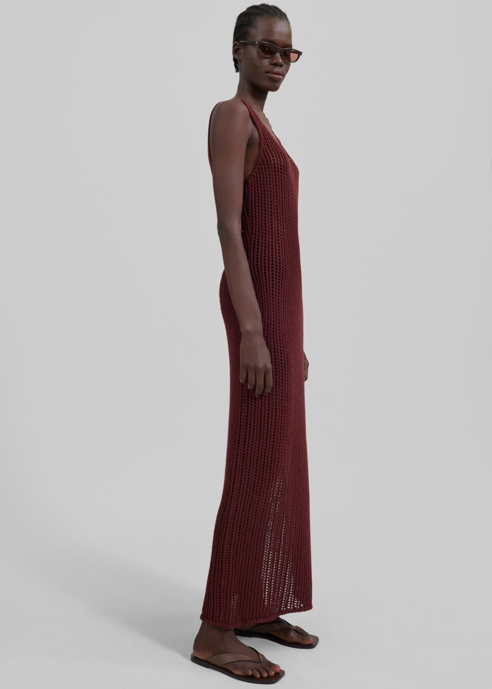 Adrienna Crochet Maxi Dress - Burgundy - Image 3