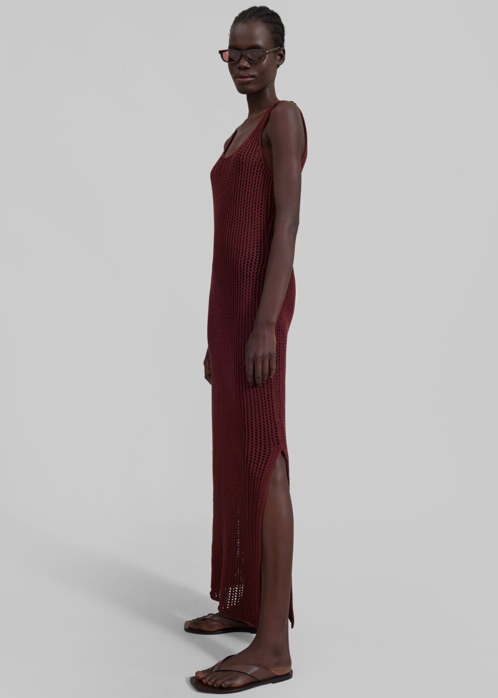 Adrienna Crochet Maxi Dress - Burgundy - Image 4