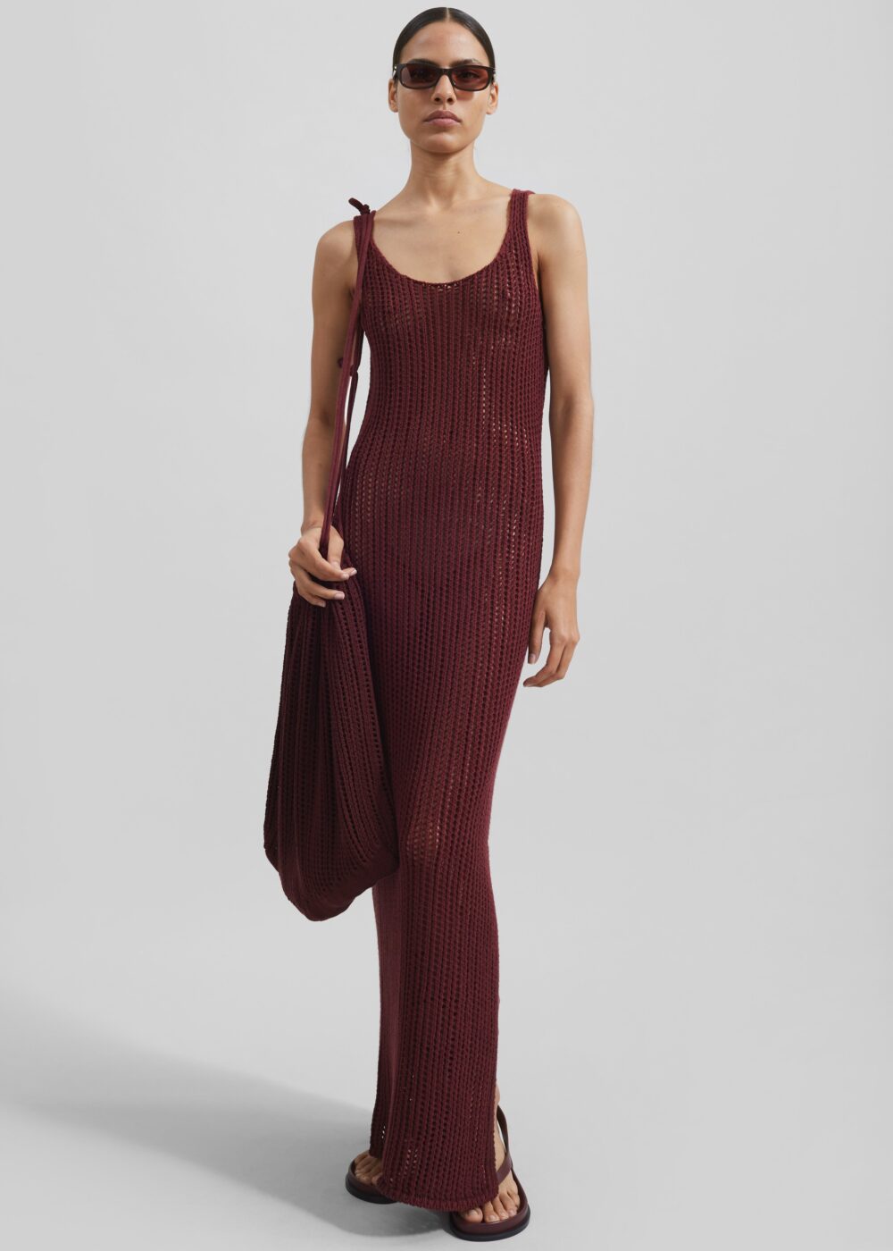 Adrienna Crochet Maxi Dress - Burgundy - Image 9