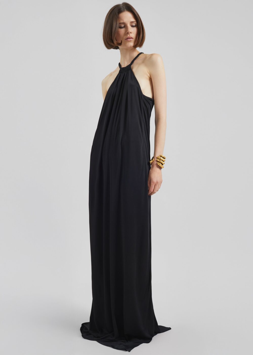 Bevza Spikelet Neck Dress - Black - Image 5