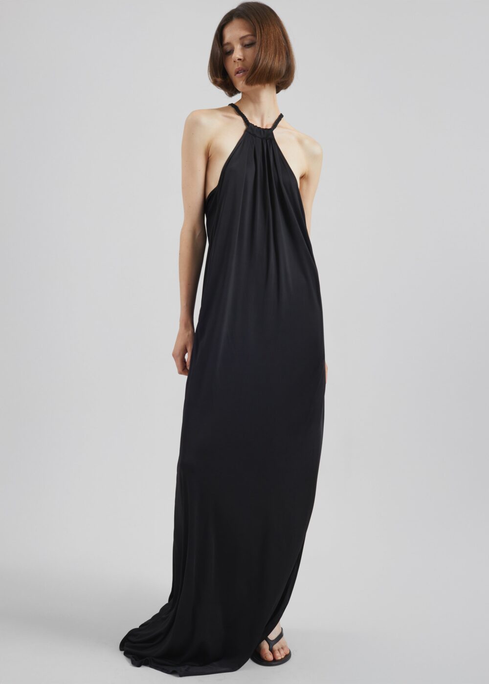 Bevza Spikelet Neck Dress - Black - Image 3