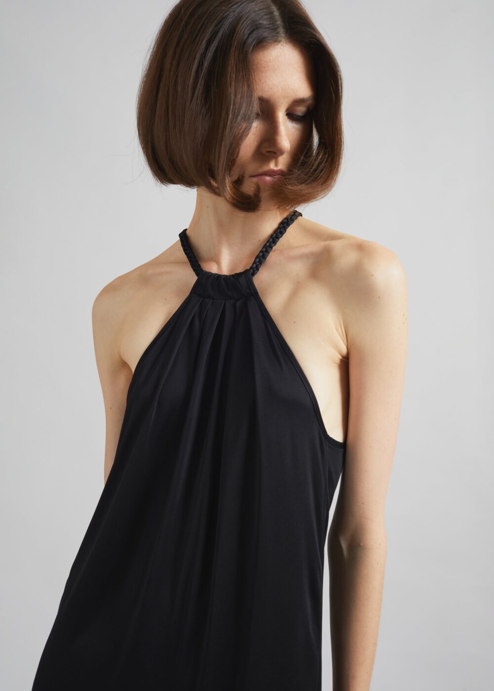 Bevza Spikelet Neck Dress - Black - Image 4