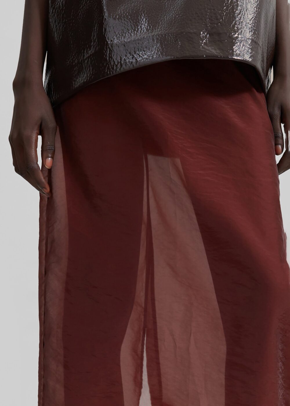 Calliope Semi Sheer Midi Skirt - Burgundy - Image 5