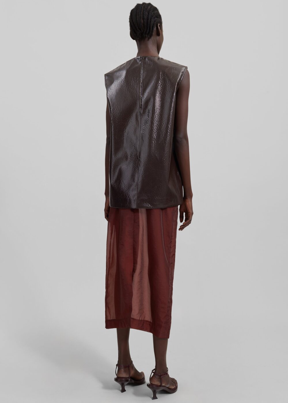 Calliope Semi Sheer Midi Skirt - Burgundy - Image 9