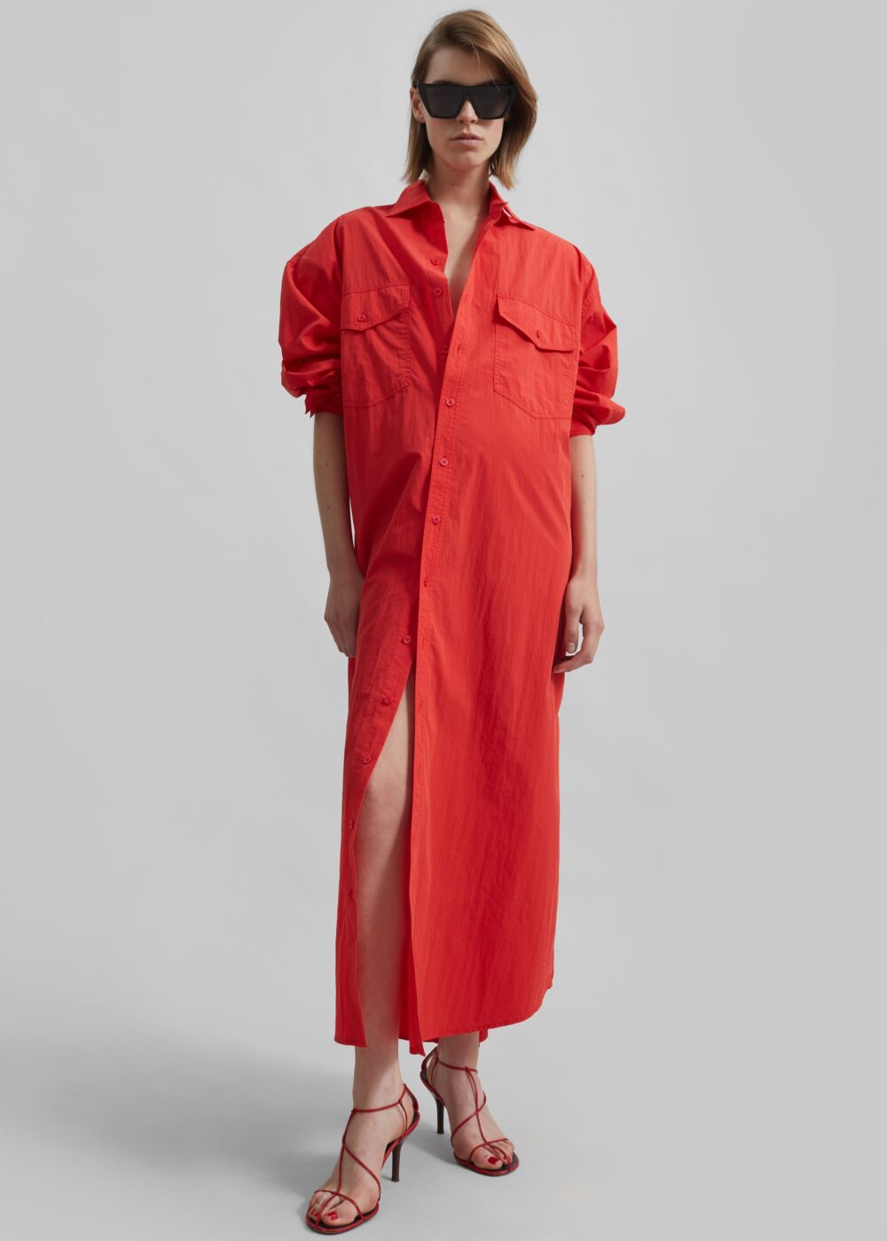 Calren Shirt Dress - Red - Image 6