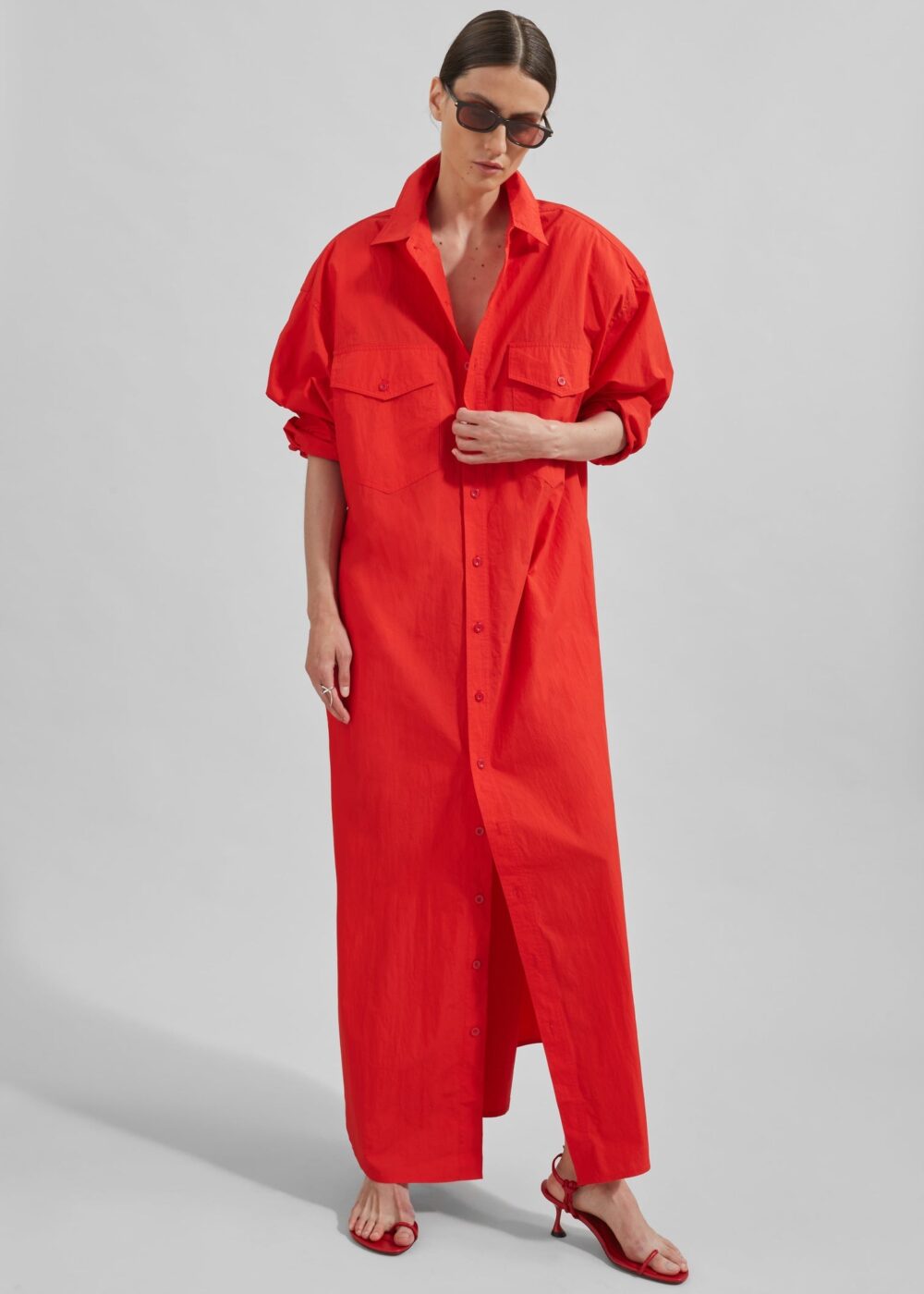 Calren Shirt Dress - Red - Image 3