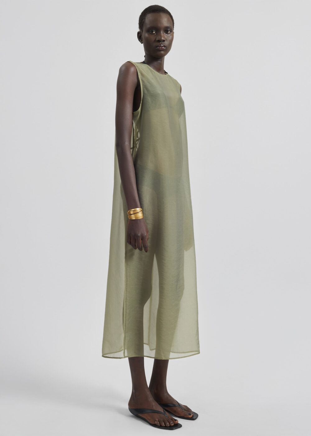 Corindi Sheer Organza Dress - Olive - Image 7