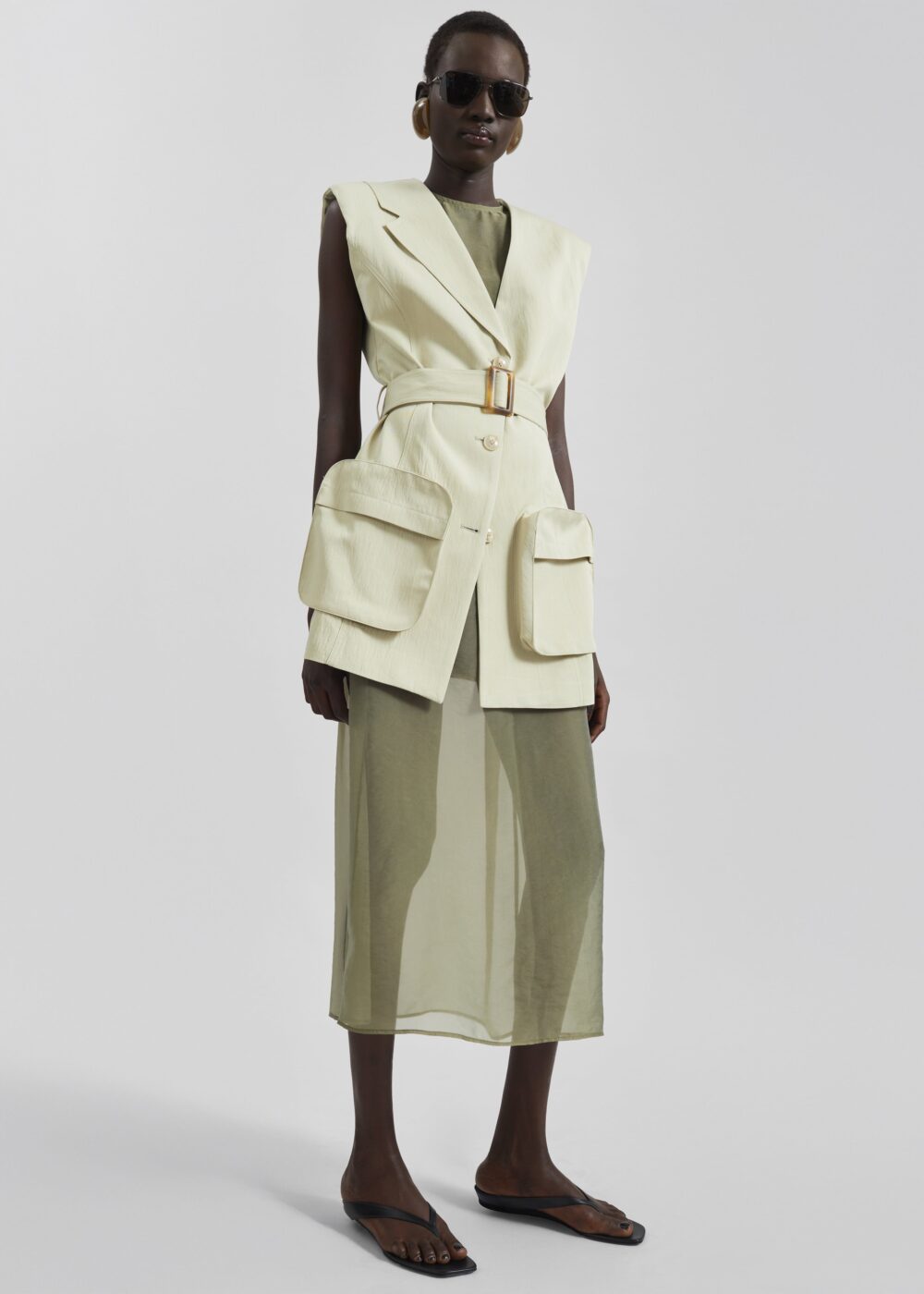 Corindi Sheer Organza Dress - Olive - Image 3
