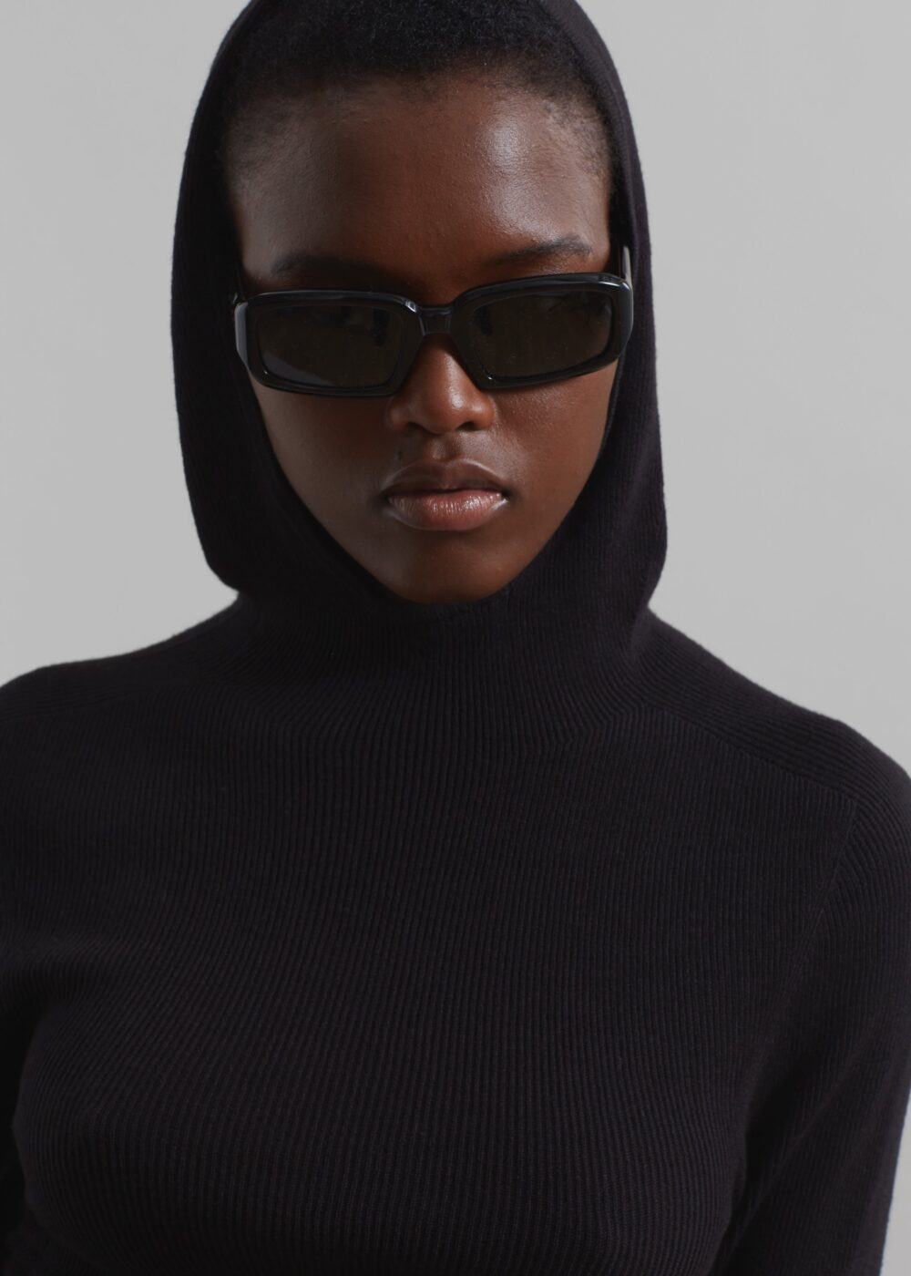 Danae Hooded Knit Top - Black - Image 9