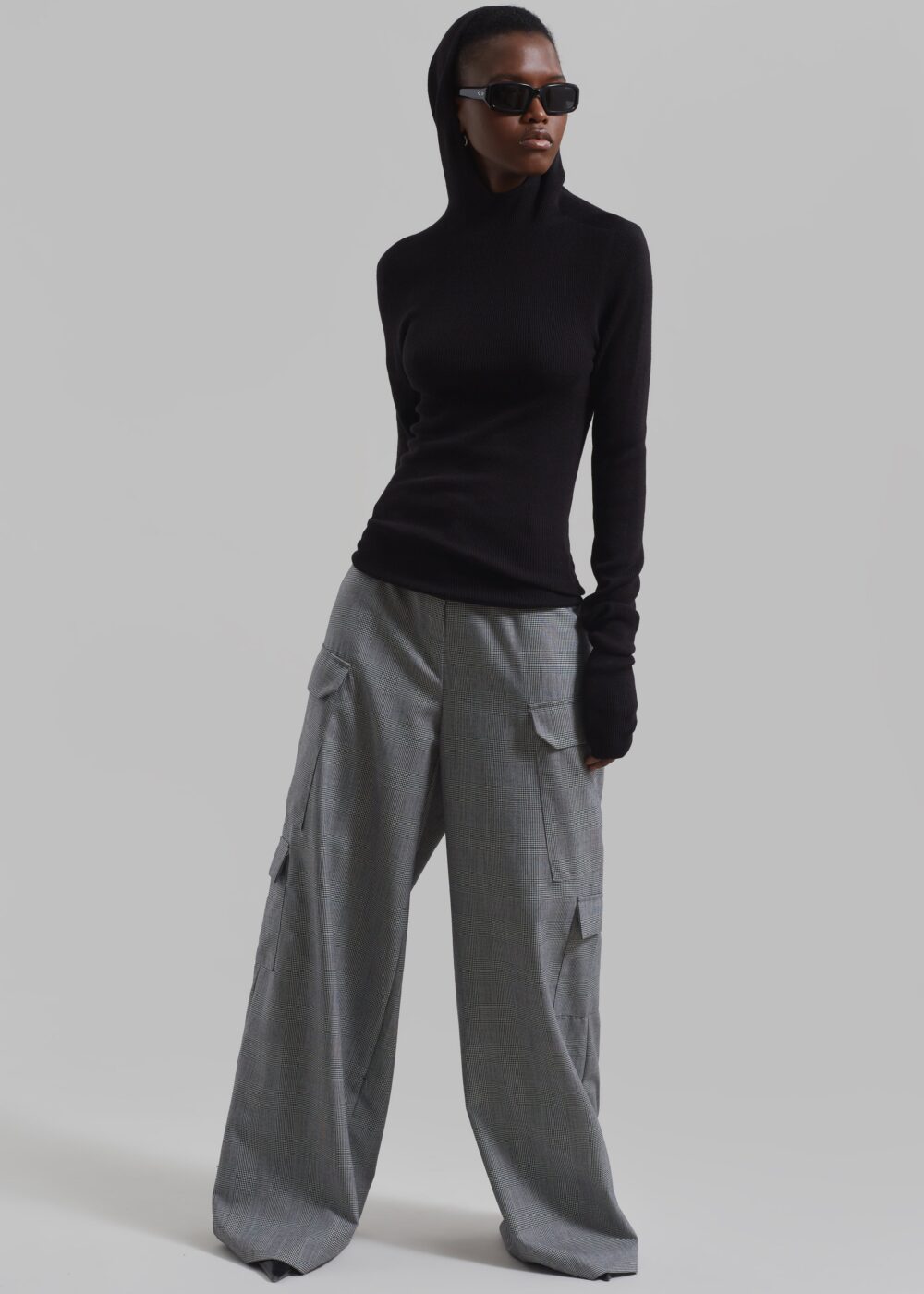 Danae Hooded Knit Top - Black - Image 7