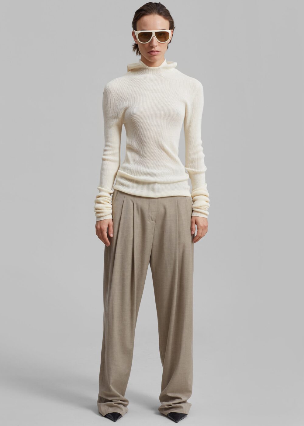 Danae Hooded Knit Top - Off White - Image 5