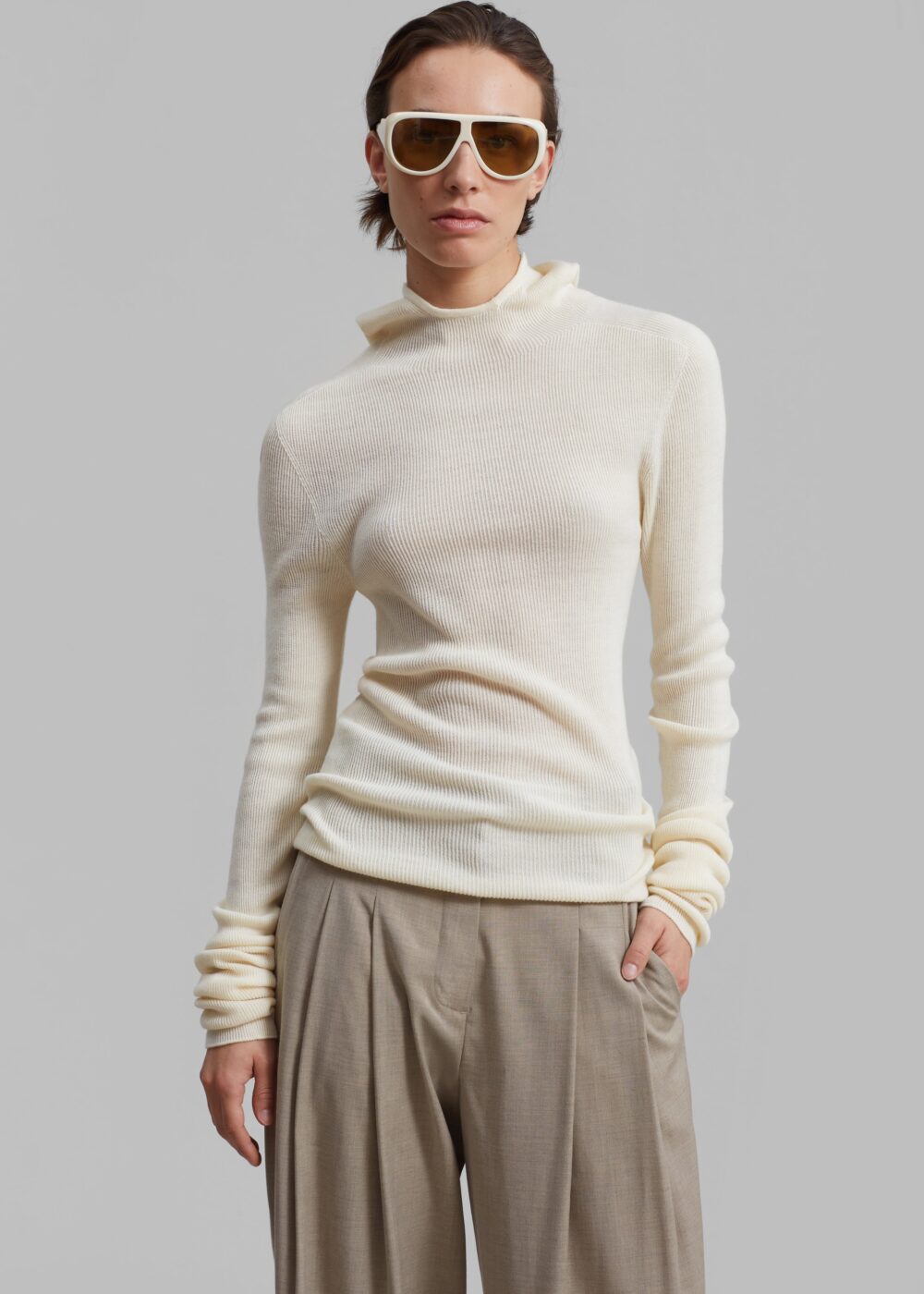 Danae Hooded Knit Top - Off White - Image 6