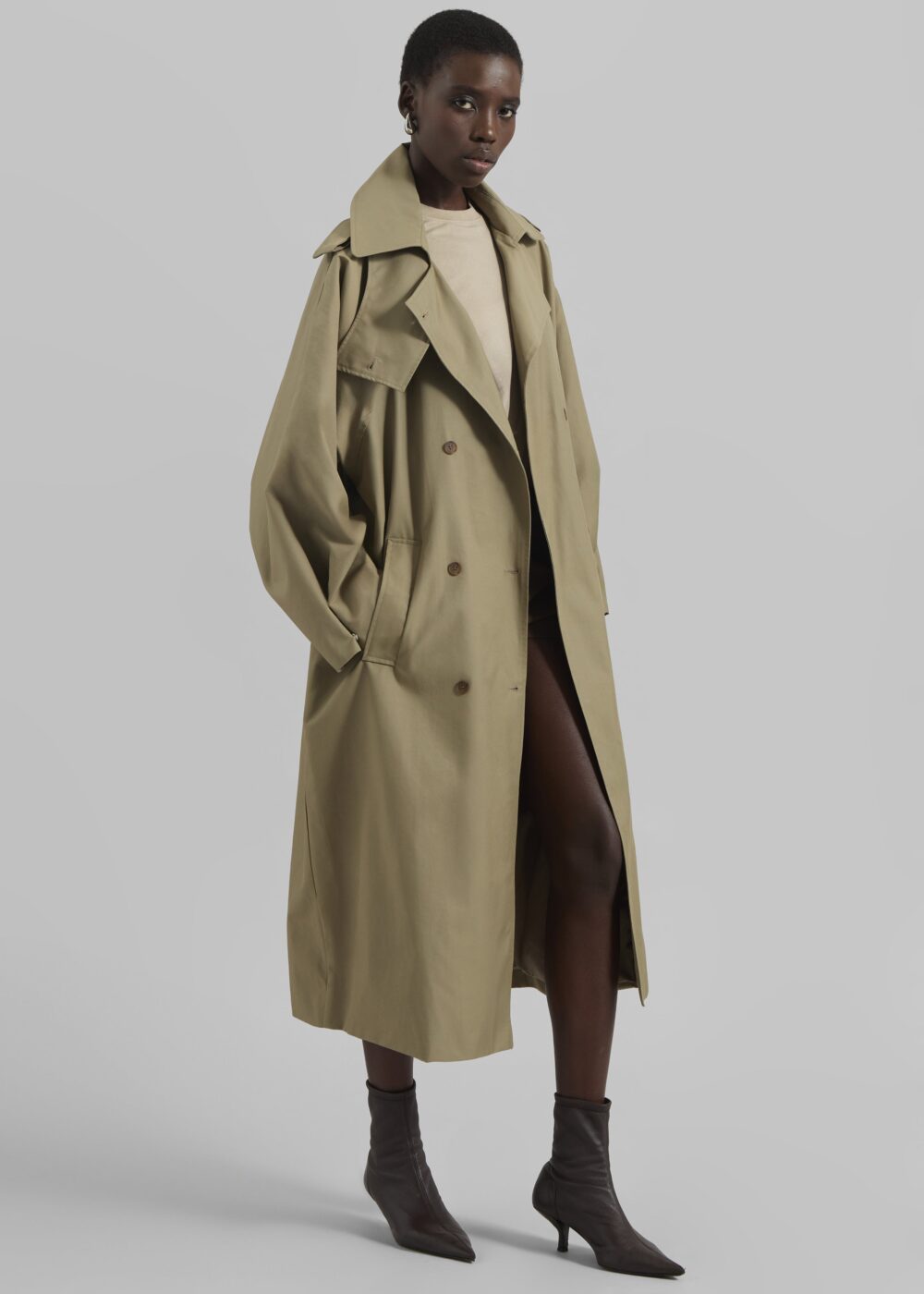 Davos Trench Coat - Pale Olive - Image 4