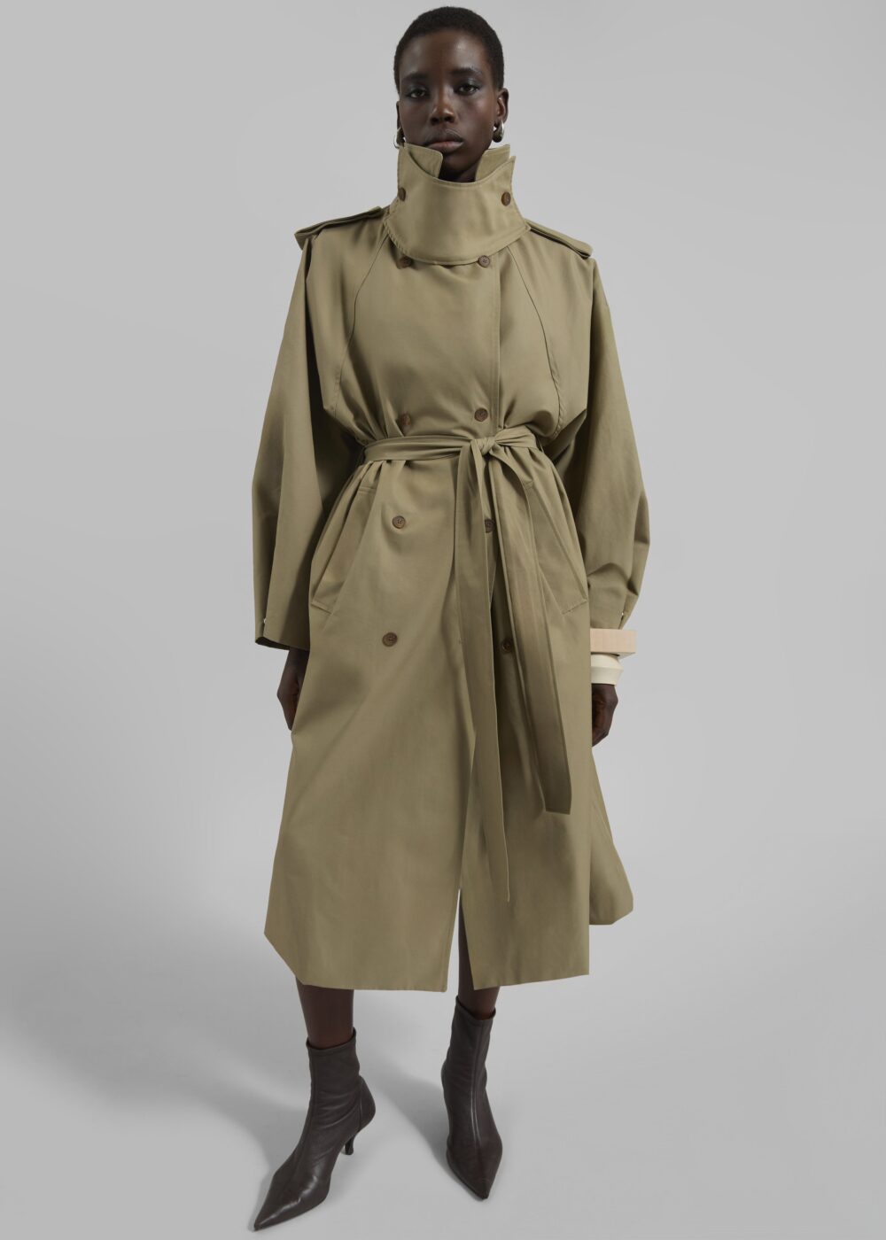 Davos Trench Coat - Pale Olive - Image 6