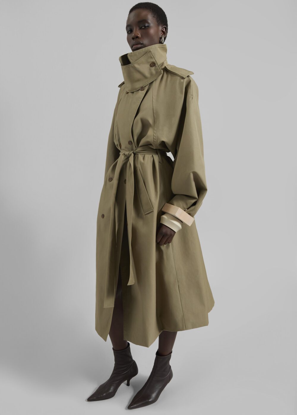 Davos Trench Coat - Pale Olive - Image 3