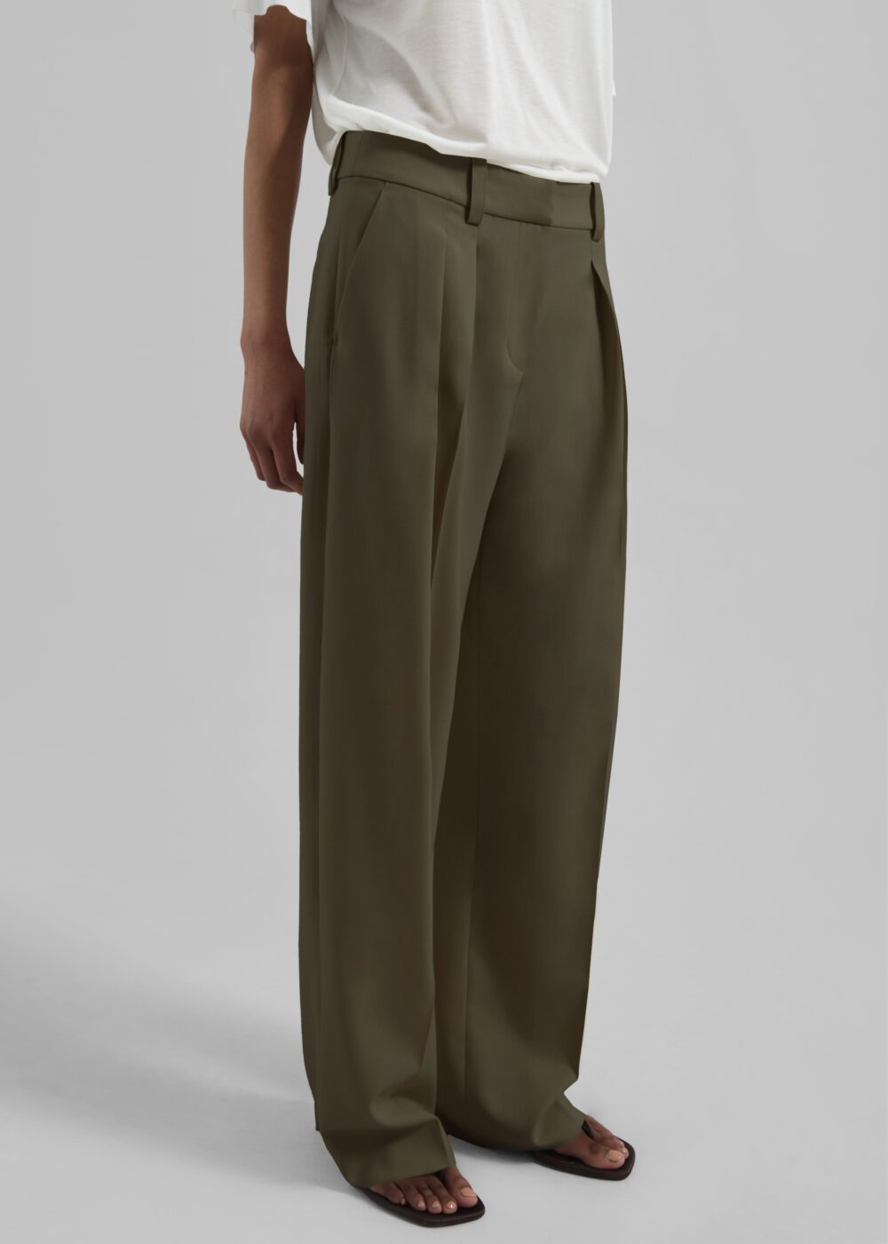 Daytona Pleated Trousers - Khaki - Image 3