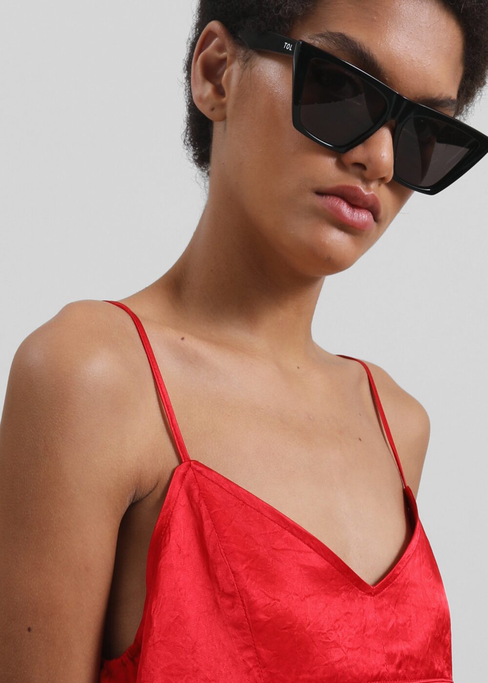 Elma Satin Mini Dress - Red - Image 4