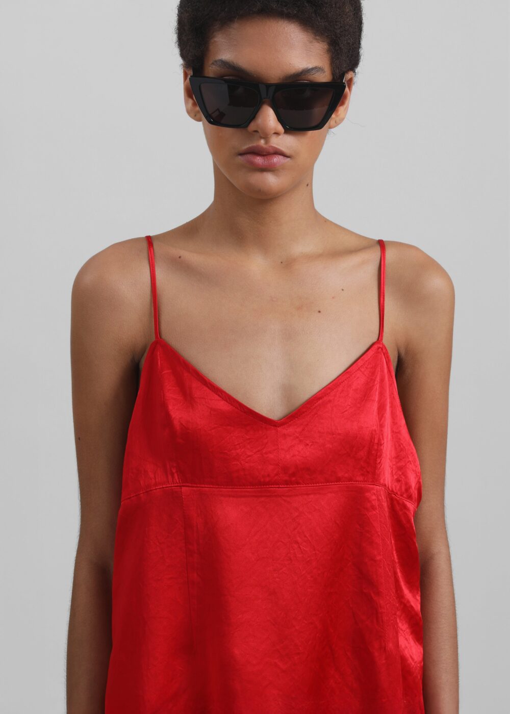 Elma Satin Mini Dress - Red - Image 5