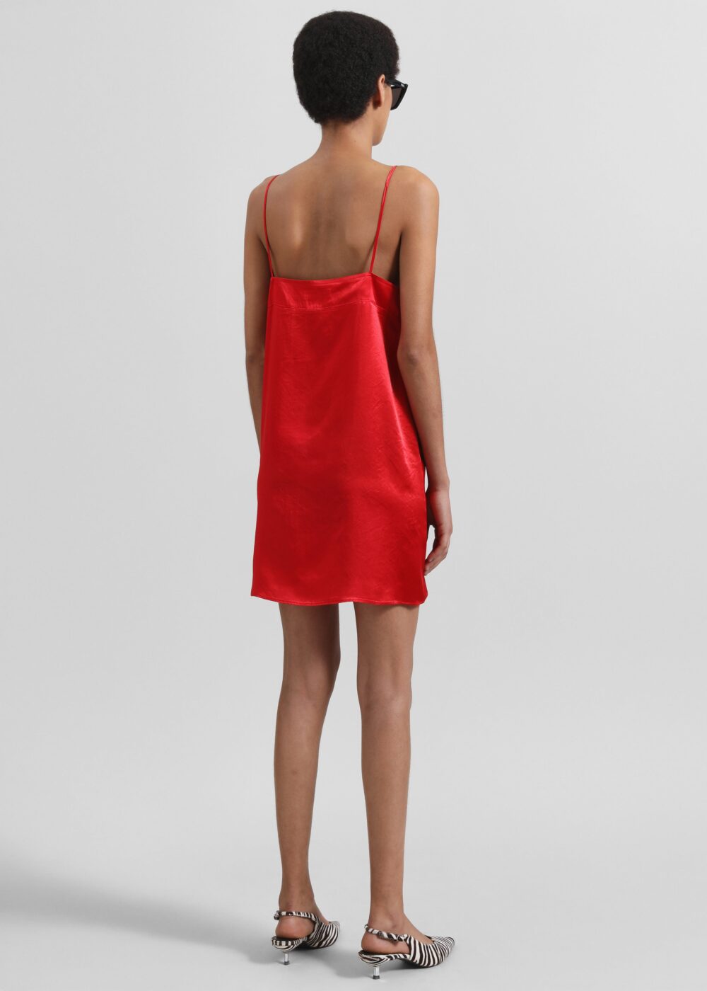 Elma Satin Mini Dress - Red - Image 6
