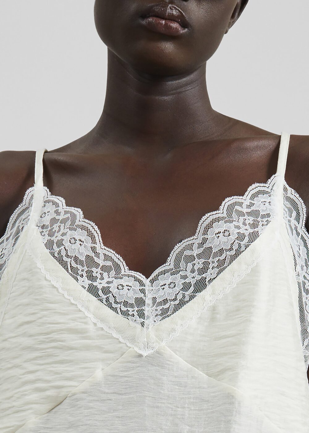 Elvina Lace Trim Slip Dress - Cream - Image 5