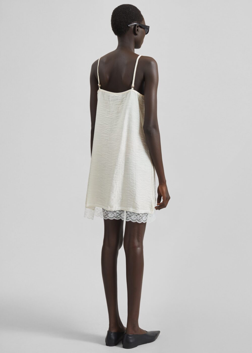 Elvina Lace Trim Slip Dress - Cream - Image 8