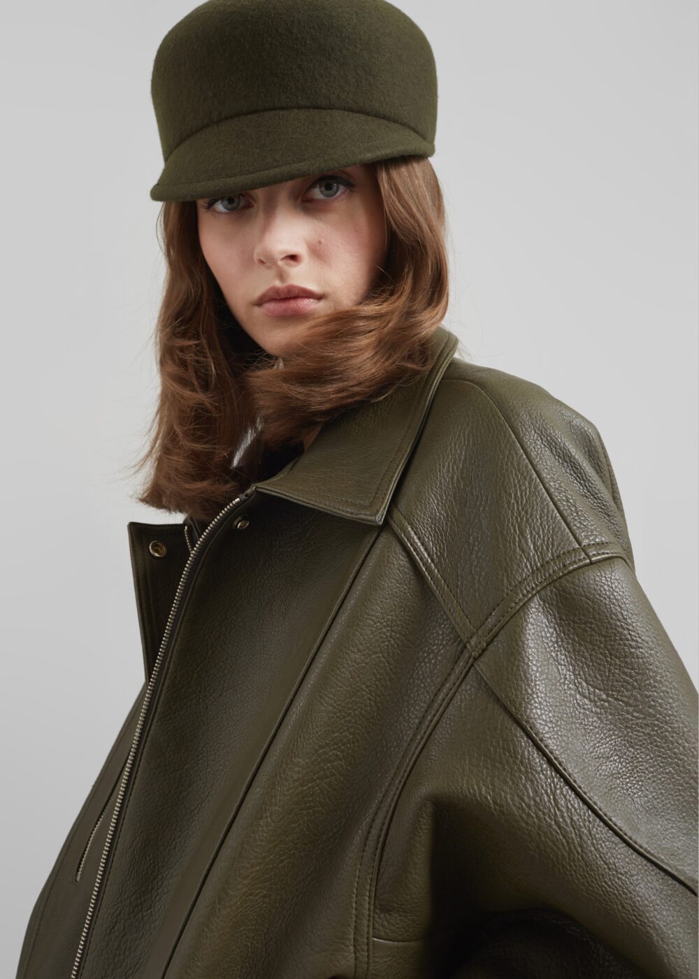 Enora Faux Leather Jacket - Olive - Image 5