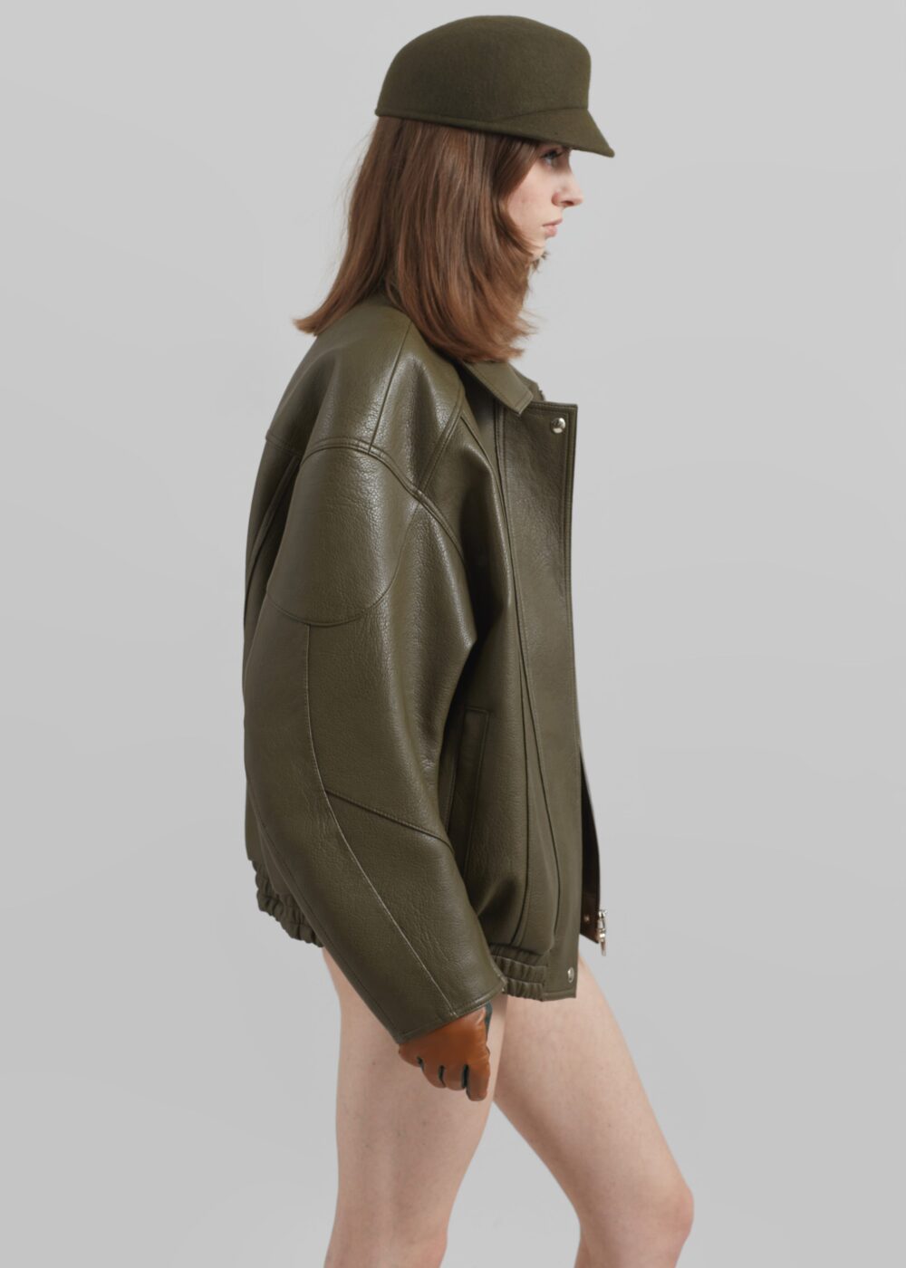 Enora Faux Leather Jacket - Olive - Image 7