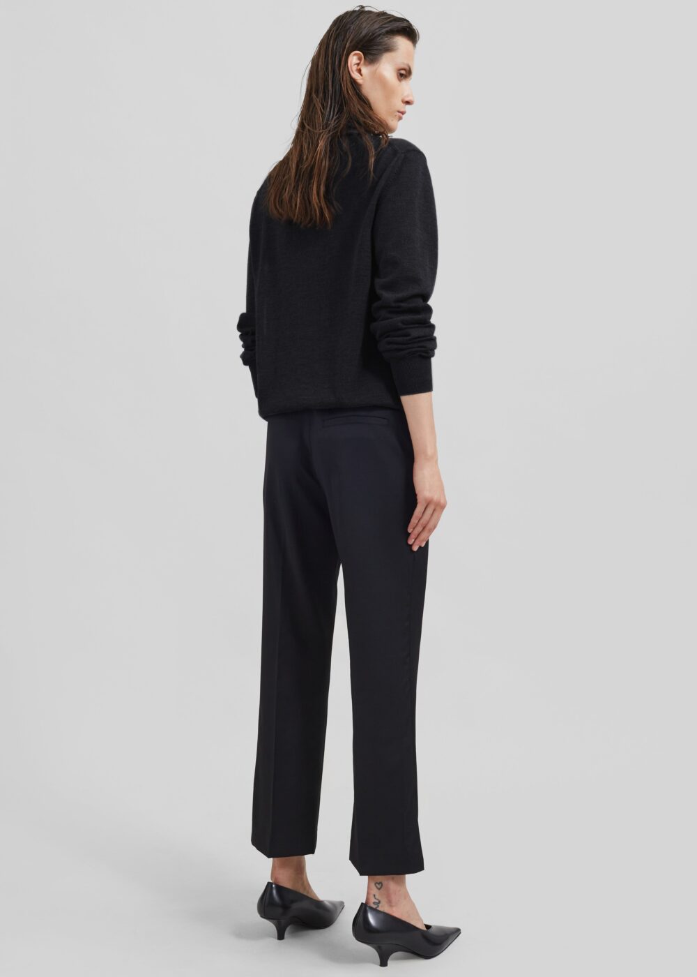 Eve Thin Turtleneck Sweater - Dark Grey Melange - Image 10