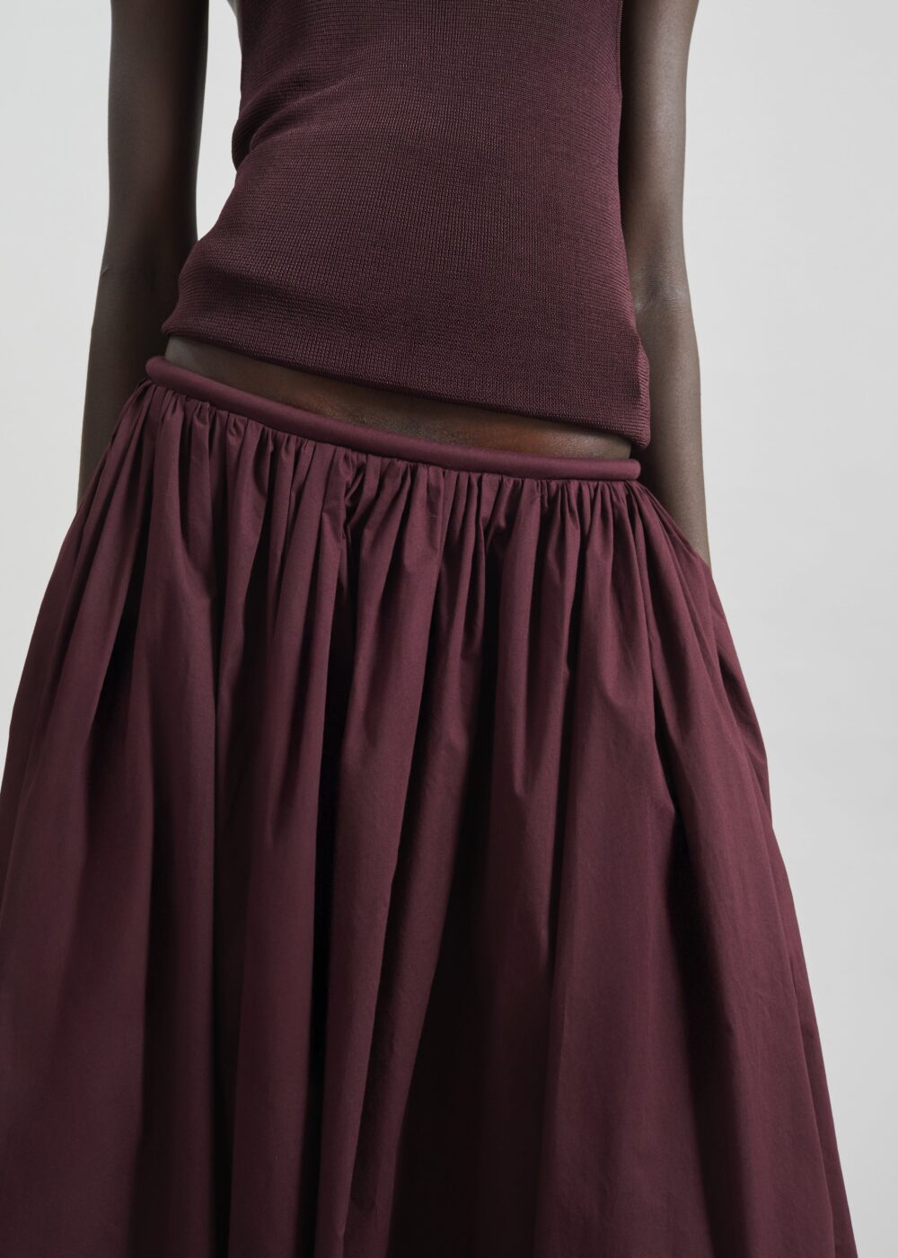 Gaeta Wide Corded Waistband Culottes - Burgundy - Image 6