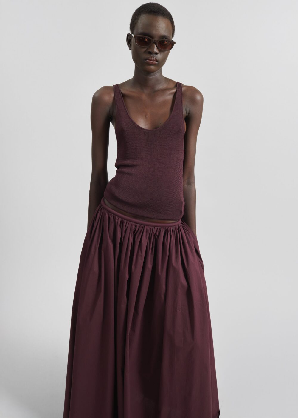 Gaeta Wide Corded Waistband Culottes - Burgundy - Image 8