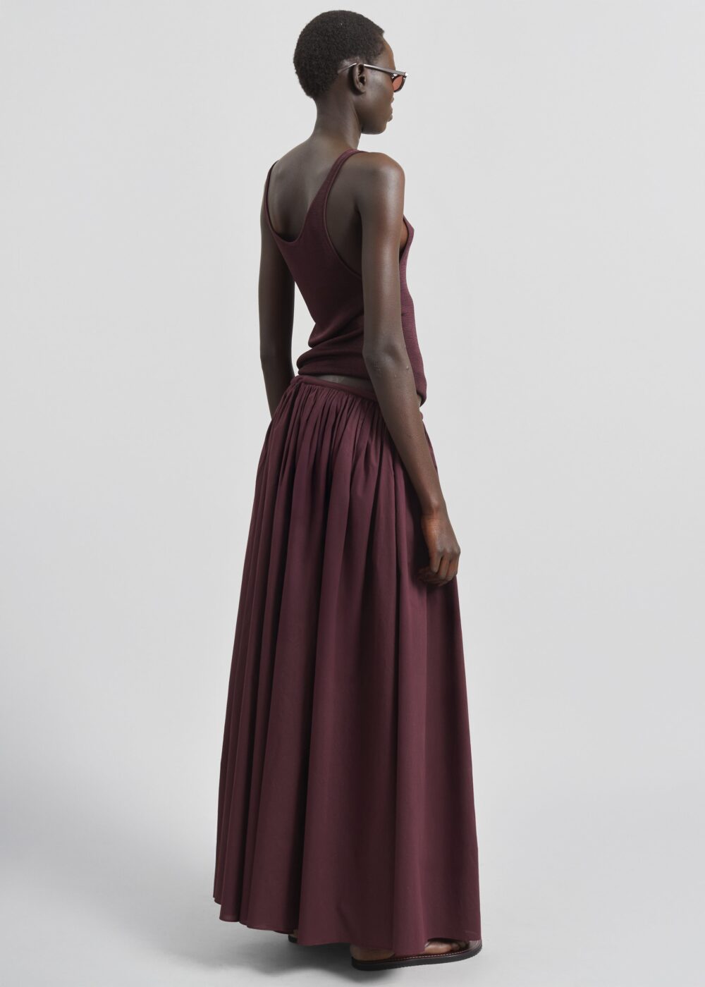 Gaeta Wide Corded Waistband Culottes - Burgundy - Image 9