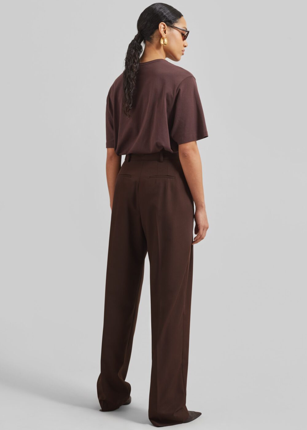 Gelso Pleated Twill Trousers - Brown - Image 7