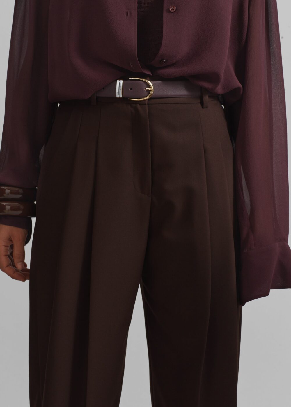 Gelso Pleated Twill Trousers - Brown - Image 4