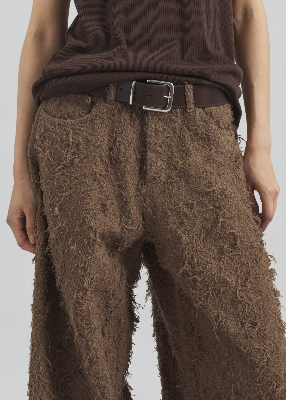 Haikure Bethany Fur Denim Pants - Camel - Image 4