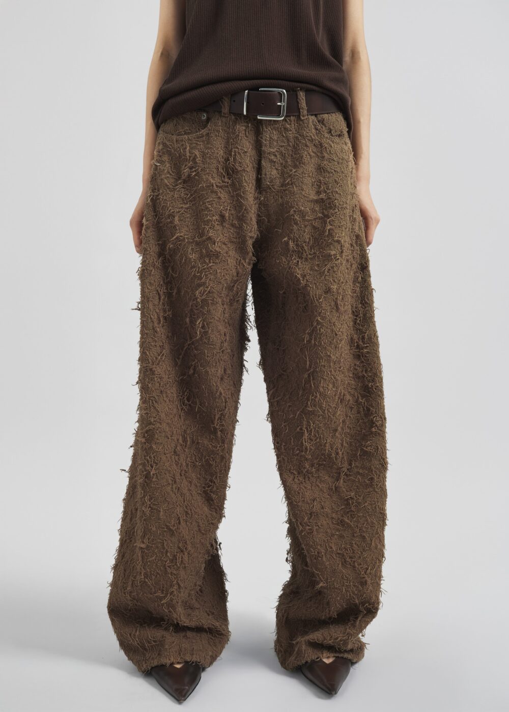 Haikure Bethany Fur Denim Pants - Camel - Image 5