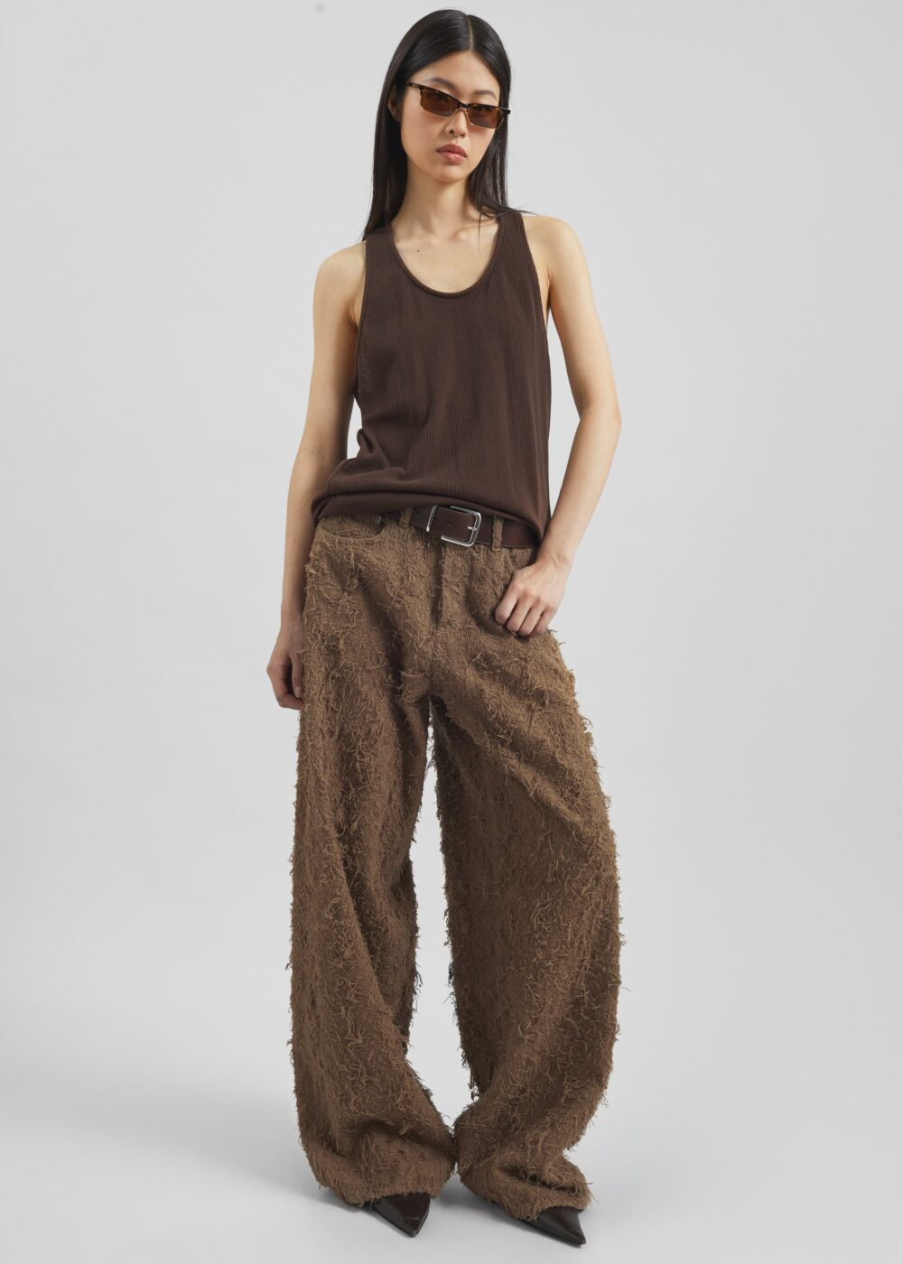 Haikure Bethany Fur Denim Pants - Camel - Image 3