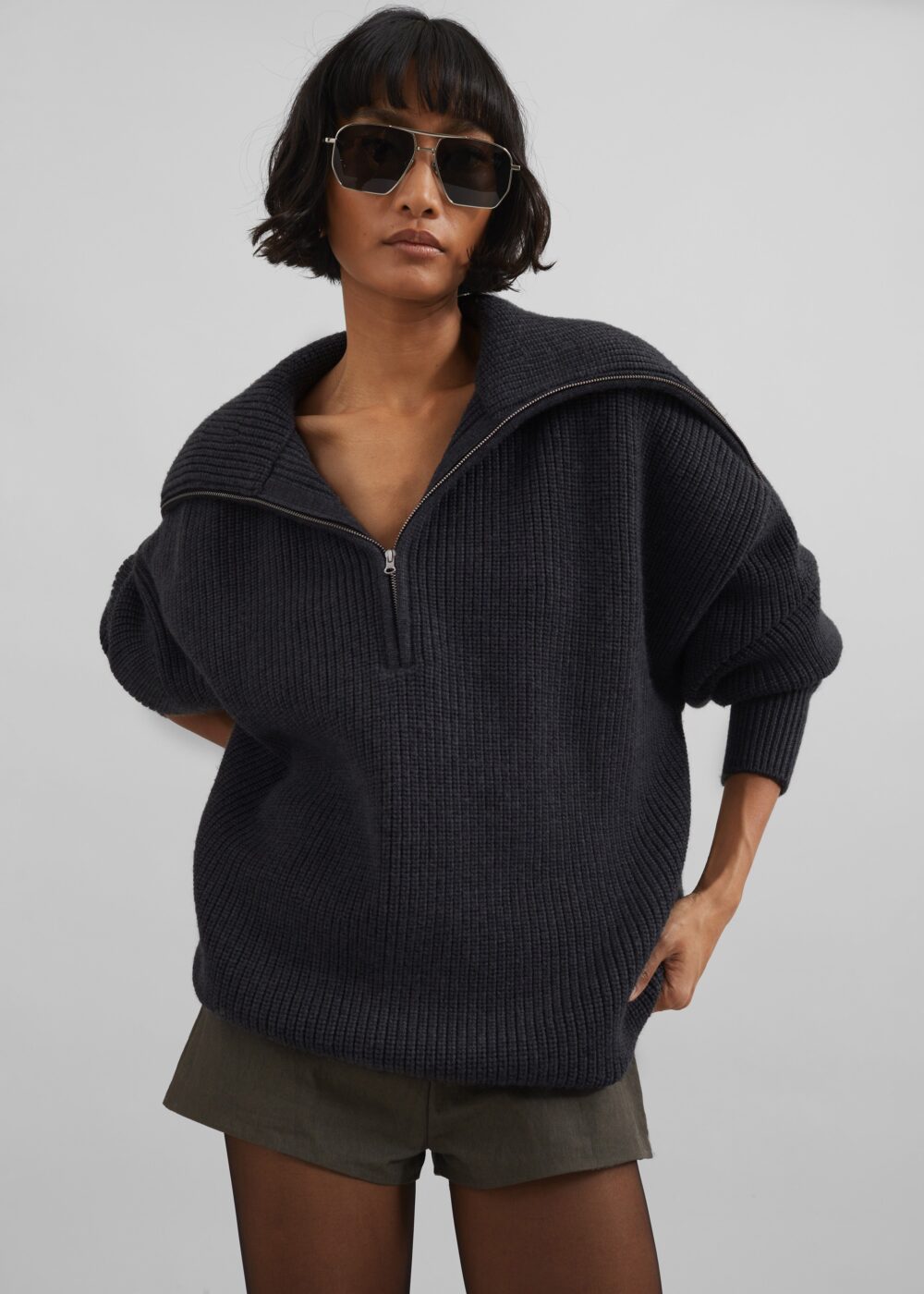 Hazel Oversized Wool Jumper - Dark Grey - Image 6