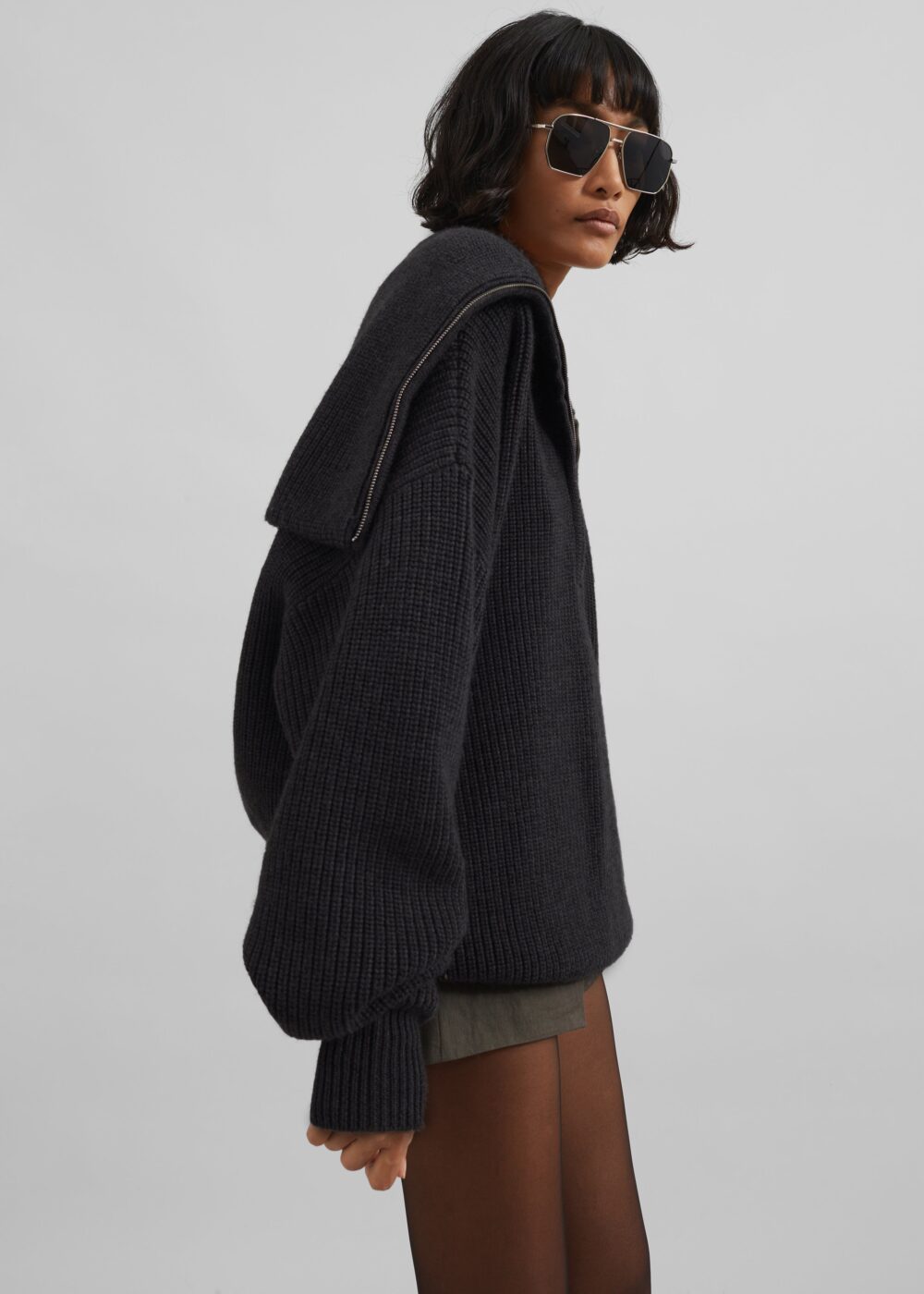 Hazel Oversized Wool Jumper - Dark Grey - Image 7