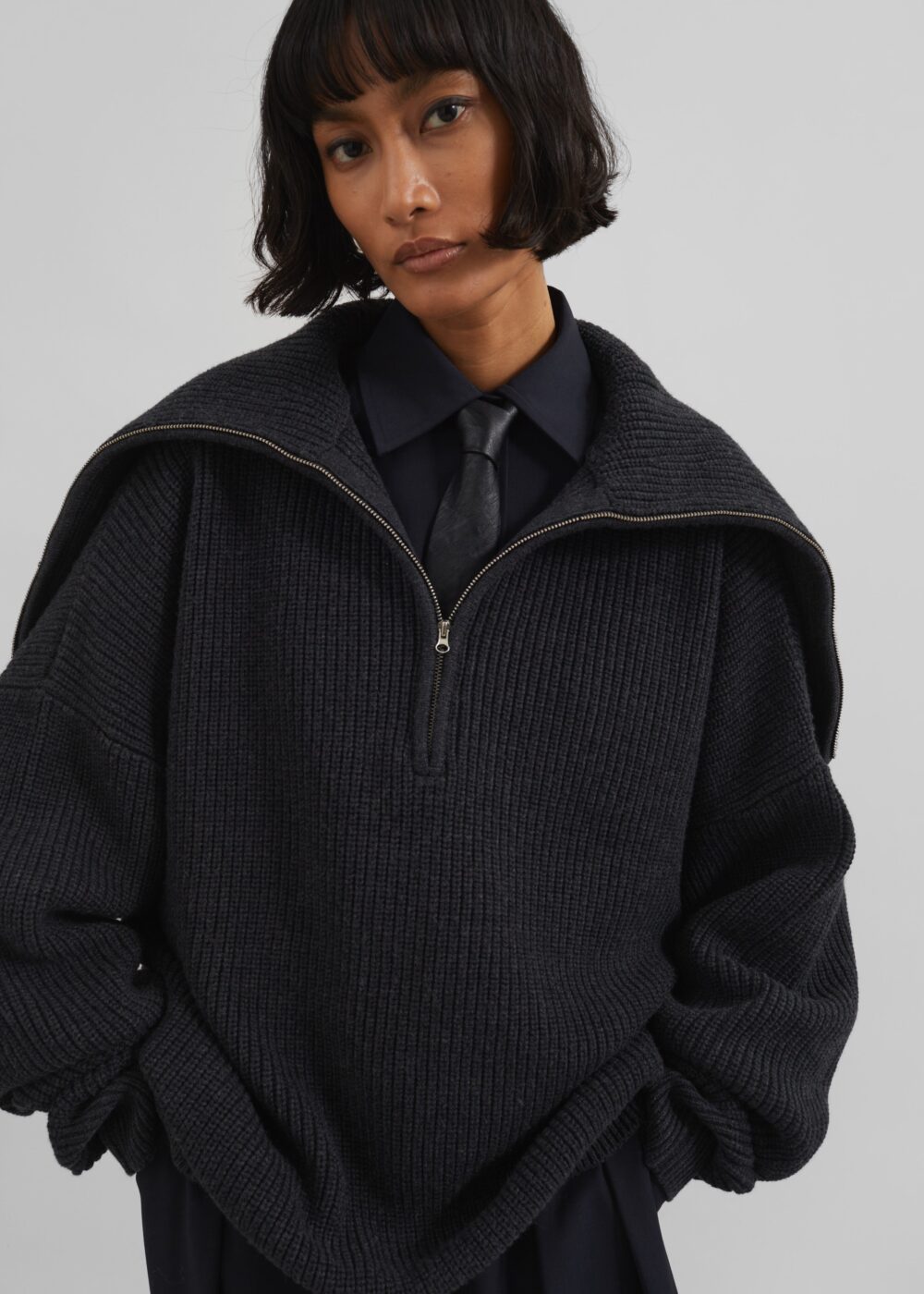 Hazel Oversized Wool Jumper - Dark Grey - Image 15