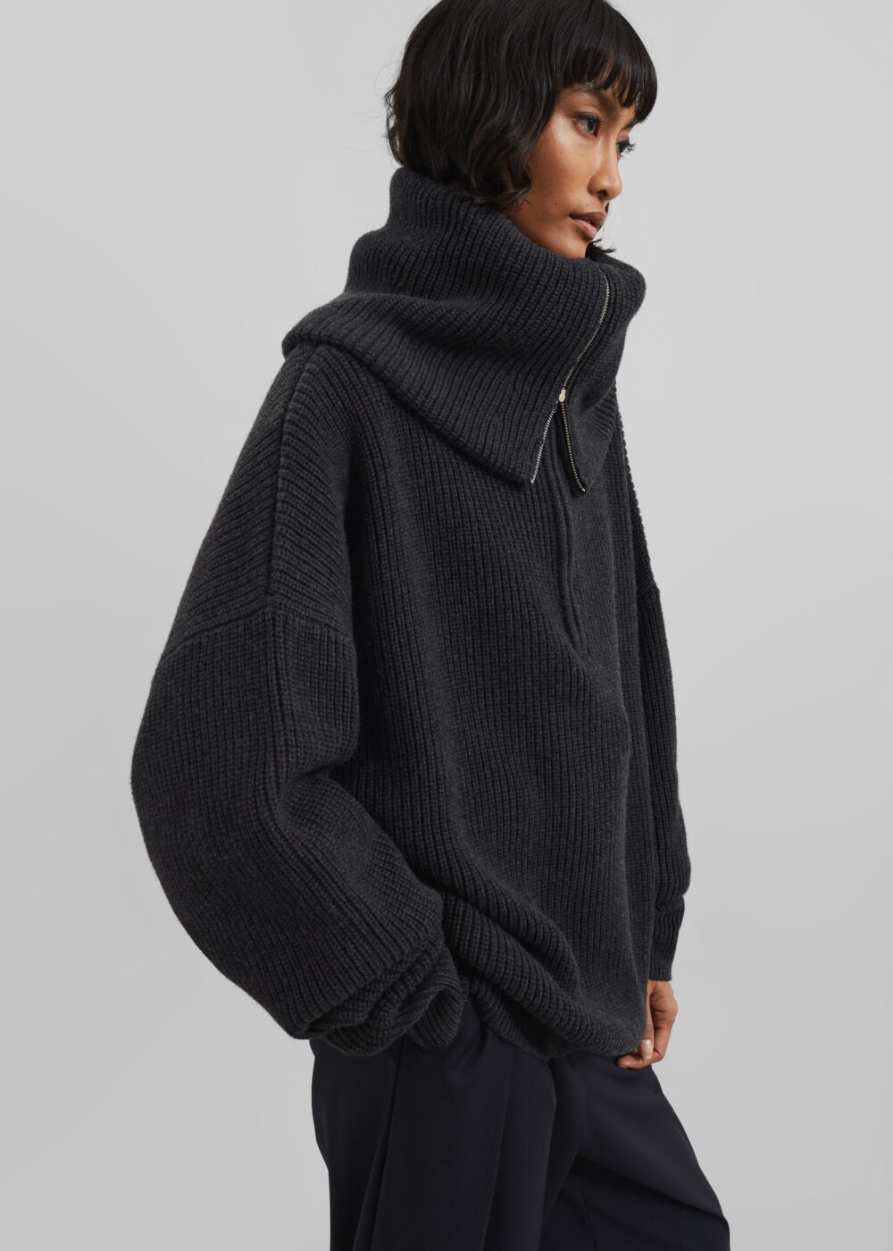 Hazel Oversized Wool Jumper - Dark Grey - Image 11