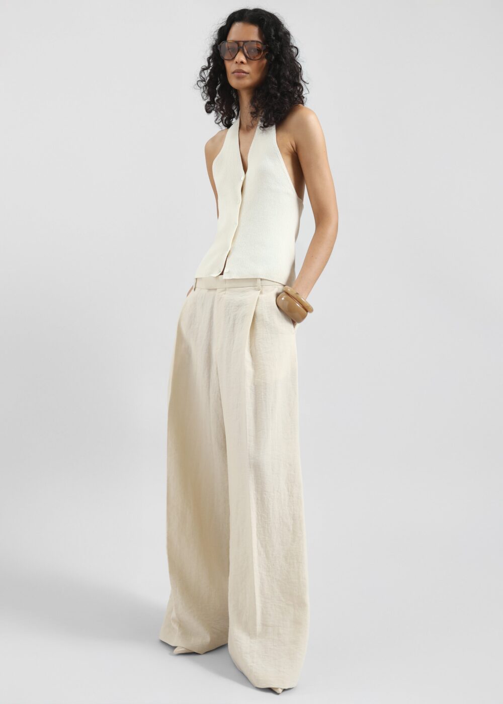 Himi Knit Halter Top - Cream - Image 5