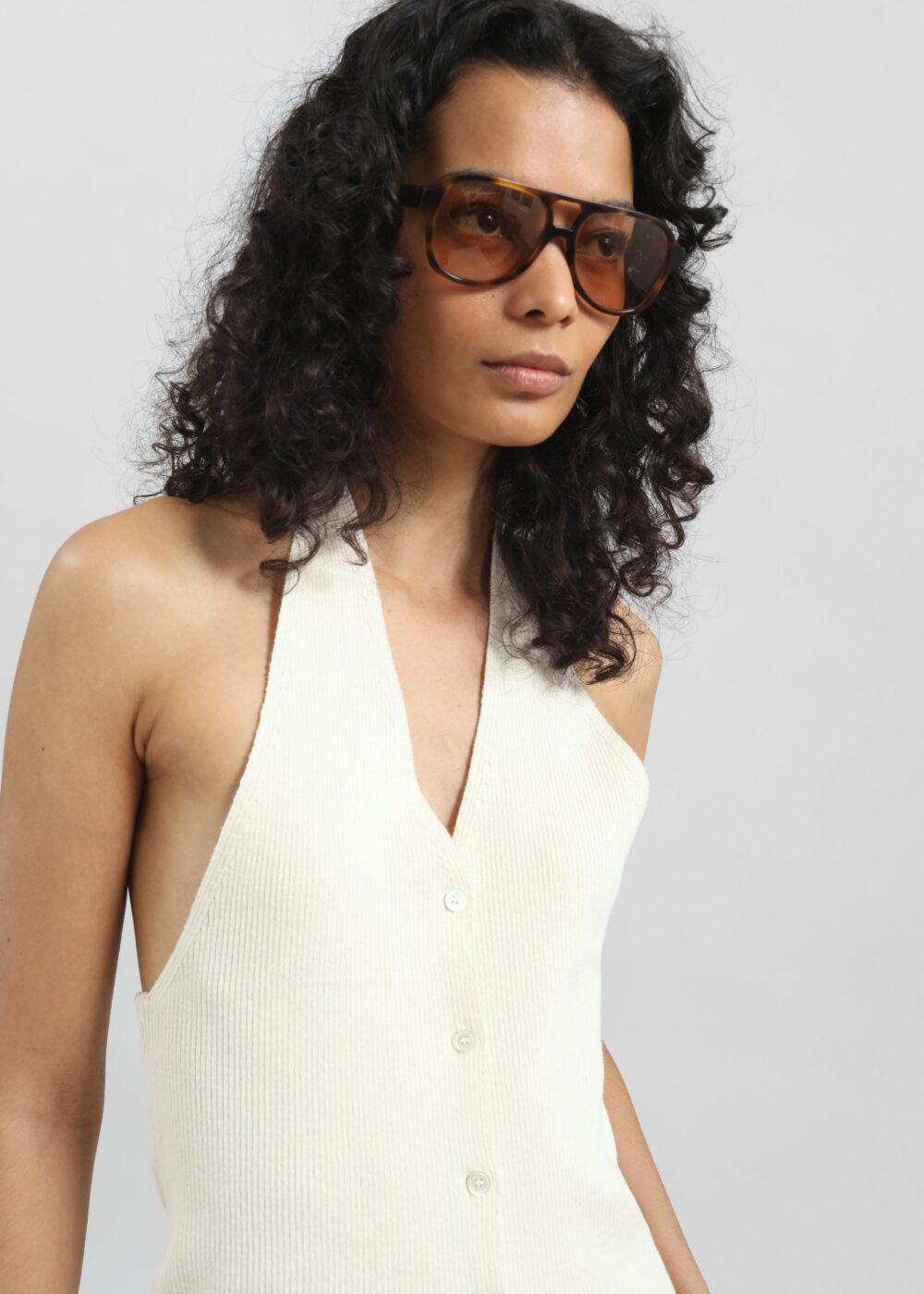 Himi Knit Halter Top - Cream - Image 4