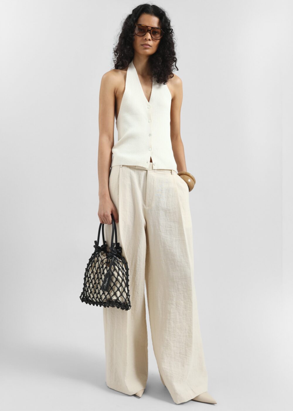 Himi Knit Halter Top - Cream - Image 3