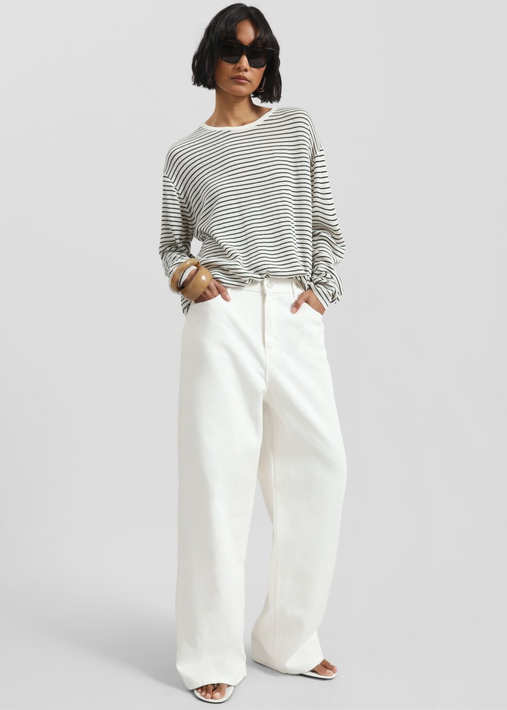 Iven Knit Pullover - White/Black Stripe - Image 4
