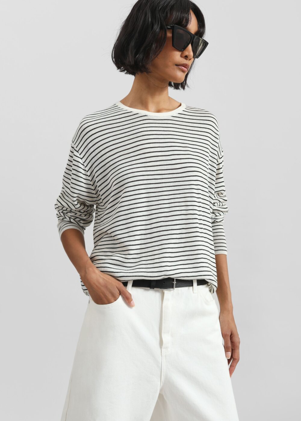 Iven Knit Pullover - White/Black Stripe - Image 6