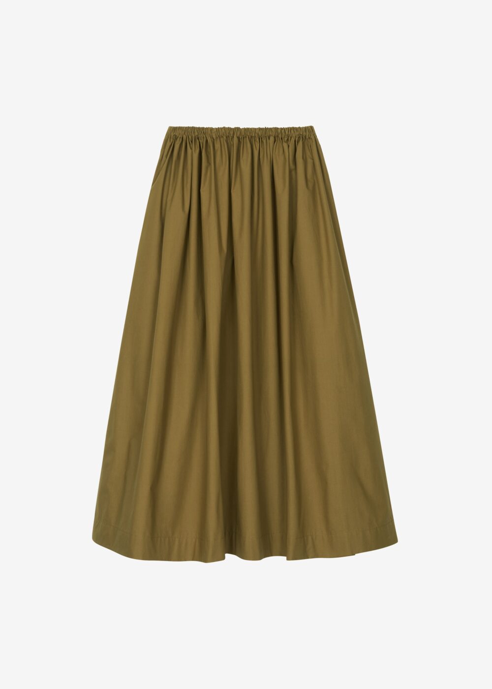 Jalev Gathered Cotton Skirt - Martini Olive - Image 9