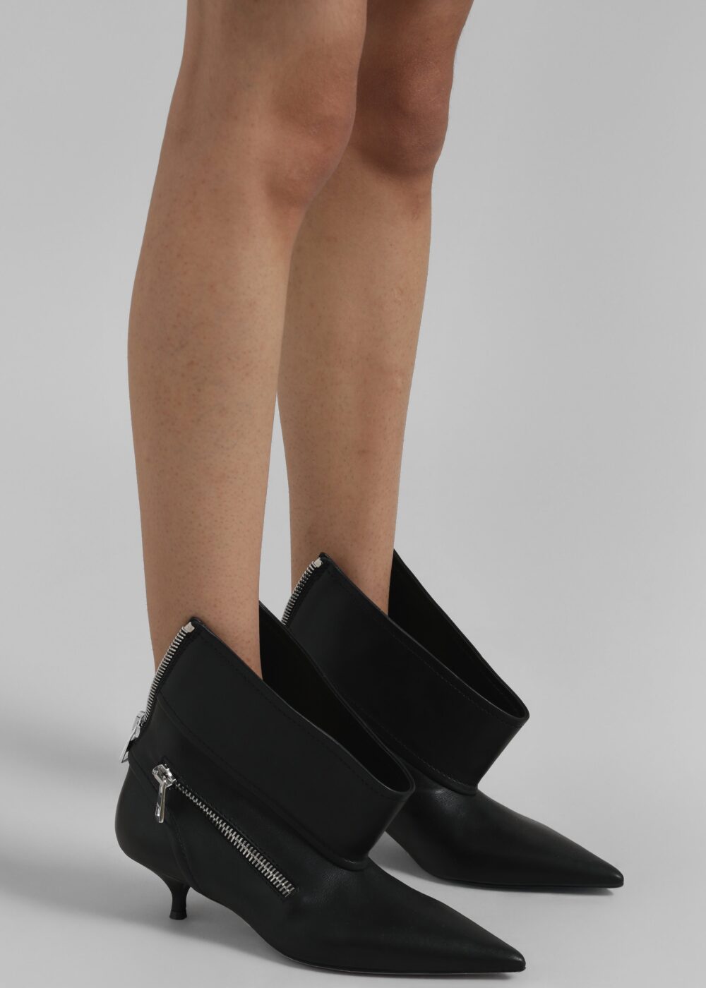 JW Anderson Kitten Heel Biker Boots - Black - Image 6