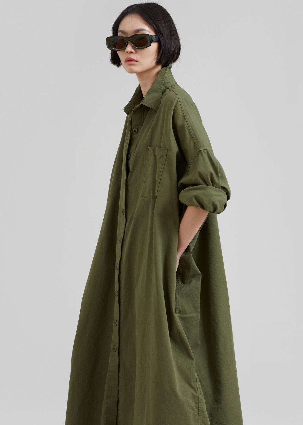 Kason Oversized Shirt Dress - Dark Olive - Image 6