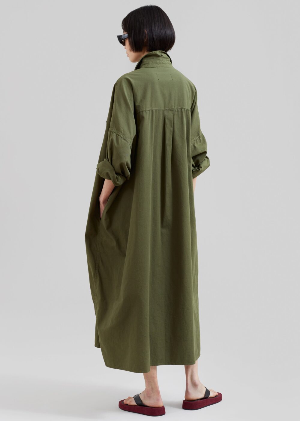 Kason Oversized Shirt Dress - Dark Olive - Image 3
